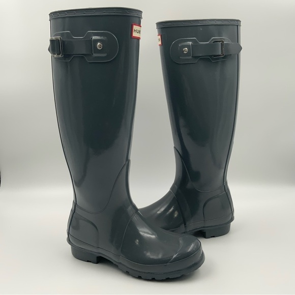 Hunter Shoes - Hunter Women’s Original Gloss Tall Classic Waterproof Gray Rain Boots US Size 5.